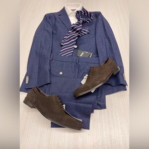 Hugo Boss GUABELLO 1815 Wool Sport suit blue melange 48R pants 48x30